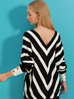 Black & White V-Neck Sweater