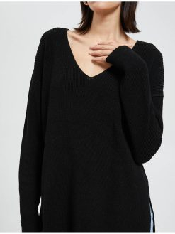 Black Oversize Sweater V Neck