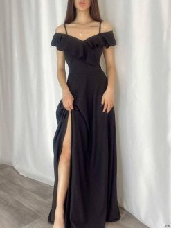 Black Strapless Prom Dress
