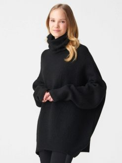Black Turtleneck Wide Sweater