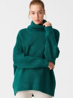 Black Turtleneck Wide Sweater