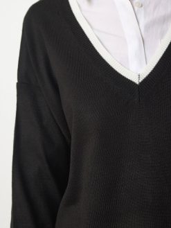 Black V-Neck Oversize Knitwear Sweater