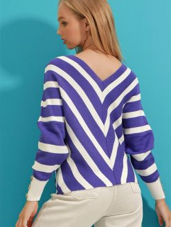 Blue & White V-Neck Sweater