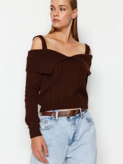 Brown Hair Weave Knitted Sweater