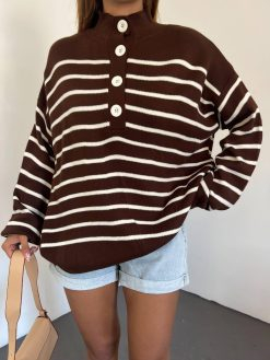 Buttoned Knitwear Sweater