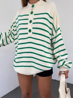Buttoned Knitwear Sweater