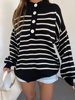 Buttoned Knitwear Sweater