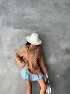 Collar Side Zipper Half Fisherman Knitwear (Copy)