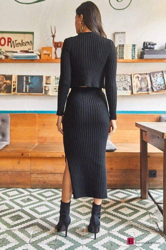 Dark Knitted Ribbed Set