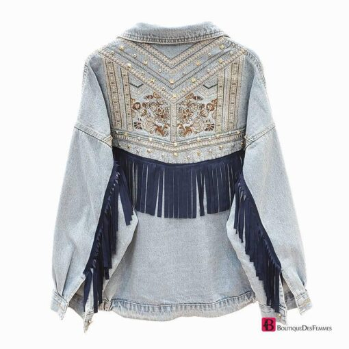 Denim Floral Embroidery Jacket