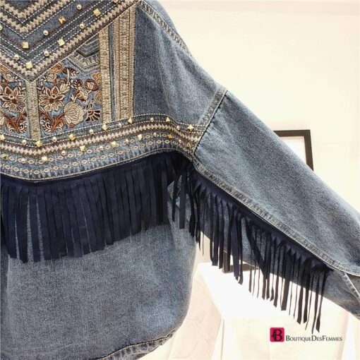 Denim Floral Embroidery Jacket