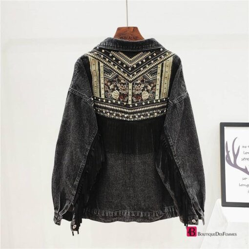 Denim Floral Embroidery Jacket