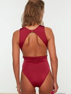 Double Breasted Collar Swimsuit