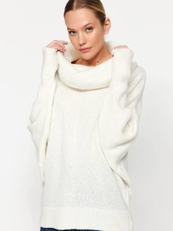 Ecru Turtleneck Knitwear Sweater