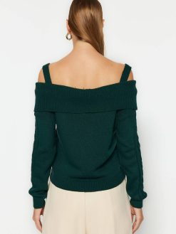 Emerald Green Hair Weave Knitted Sweater