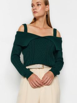 Emerald Green Hair Weave Knitted Sweater