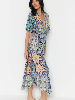 Ethnic Pattern Midi Beach Dress