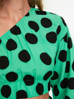 Green Polka Dot Viscose Bottom Top Set