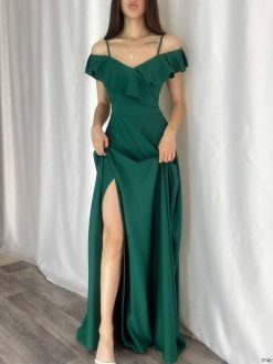 Green Strapless Prom Dress