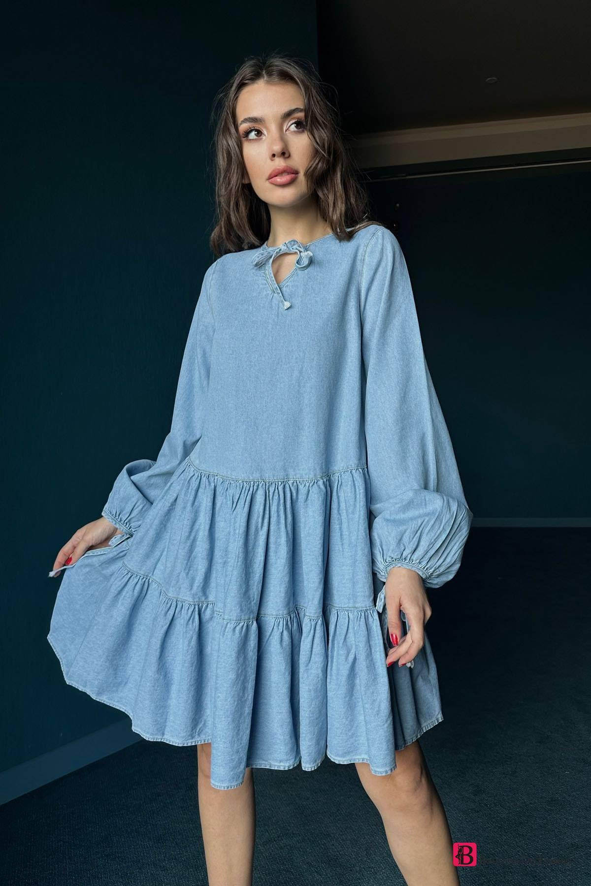 Ice Blue Denim Dress | Boutique Des Femmes
