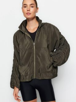 Khaki Smoking Sleeves Hooded Jacket