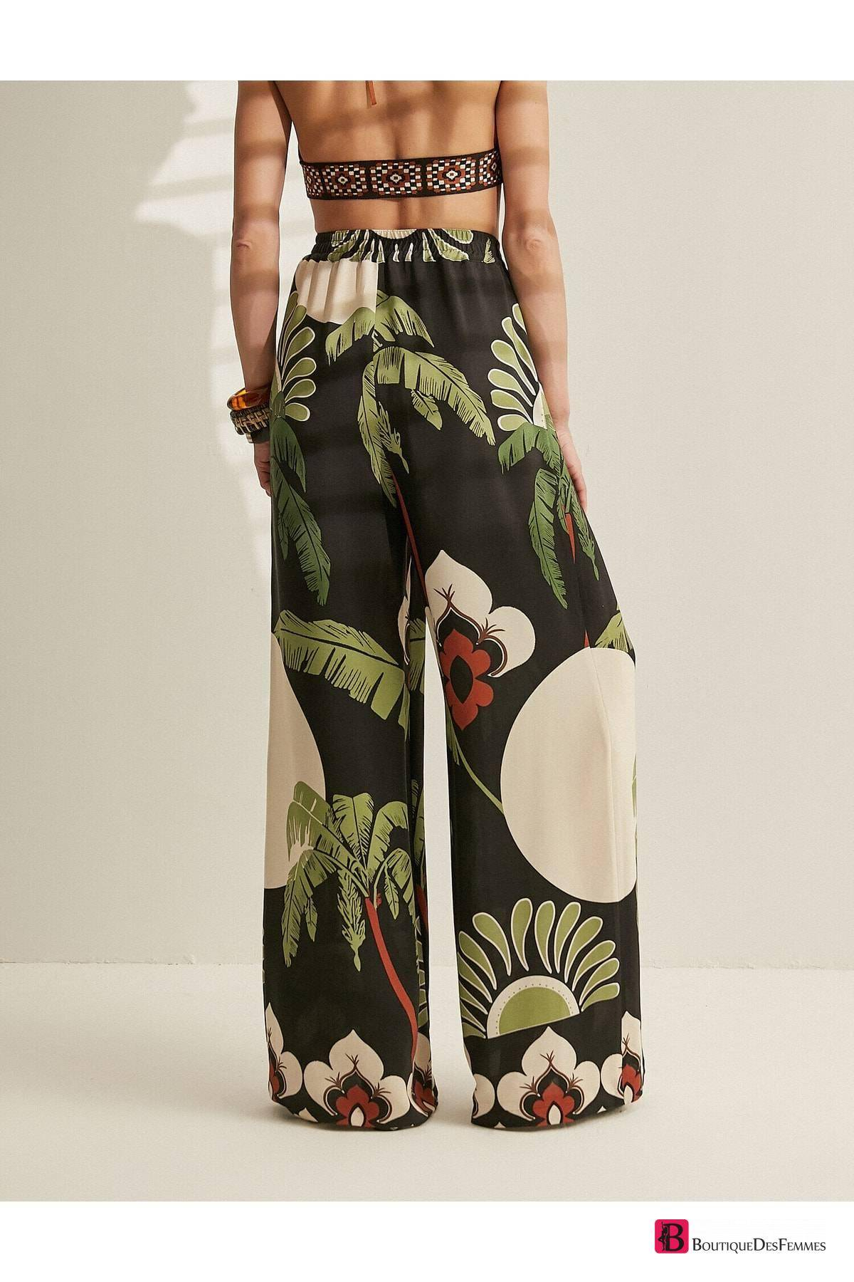 Patterned Wide Leg Trousers Boutique Des Femmes