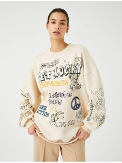 Oversize Sweatshirt Graffiti Printed