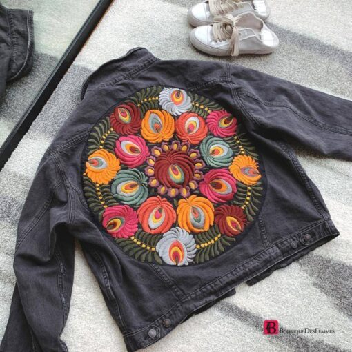 Oversized Floral Embroidered Denim Jacket