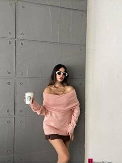Powder Shoulder Fold Sweater