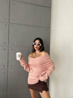 Powder Shoulder Fold Sweater