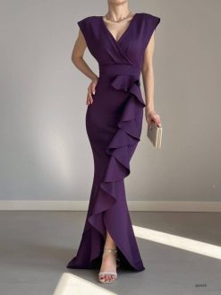 Purple Scuba Diver Flounces Dress