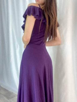 Purple Strapless Prom Dress