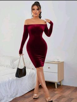 Red Madonna Velvet Dress