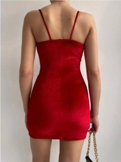 Red Madonna Velvet Dress