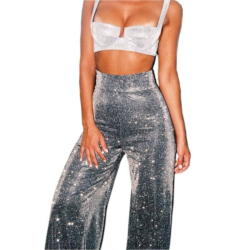 silver stretch pants