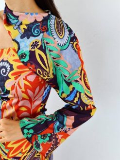 Single Sleeve Multicolored Dress
