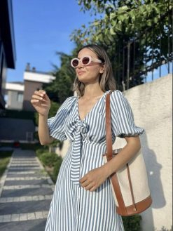 Striped Tie Front Dress