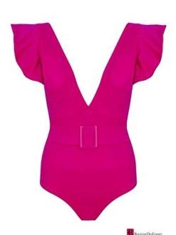 V-Neck Belt Swimsuit