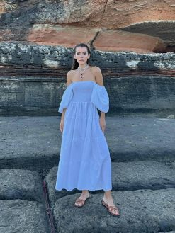 White Balloon Sleeve Gipe Dress