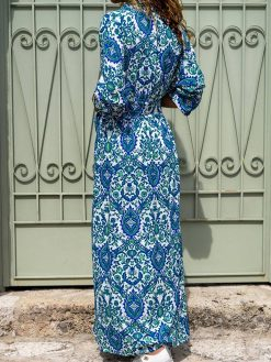 Blue Tied Waist Summer Dress